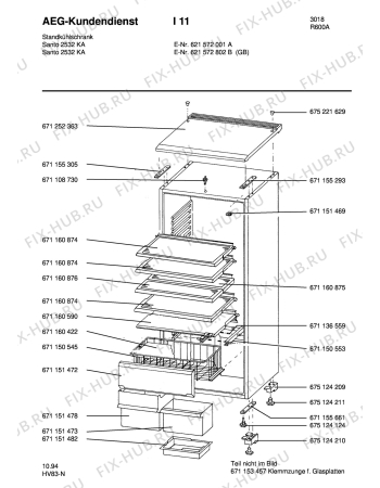 Взрыв-схема холодильника Aeg SAN2532 KA - Схема узла Housing 001